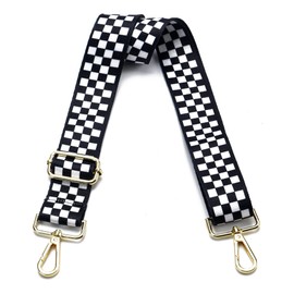 Purse Strap Gold Hardware Replacement Crossbody Bag Strap, Wide Adjustable Shoulder Strap, 1-Gold Hardware-Pattern-004, Gold-W1.5"-L52", Modern