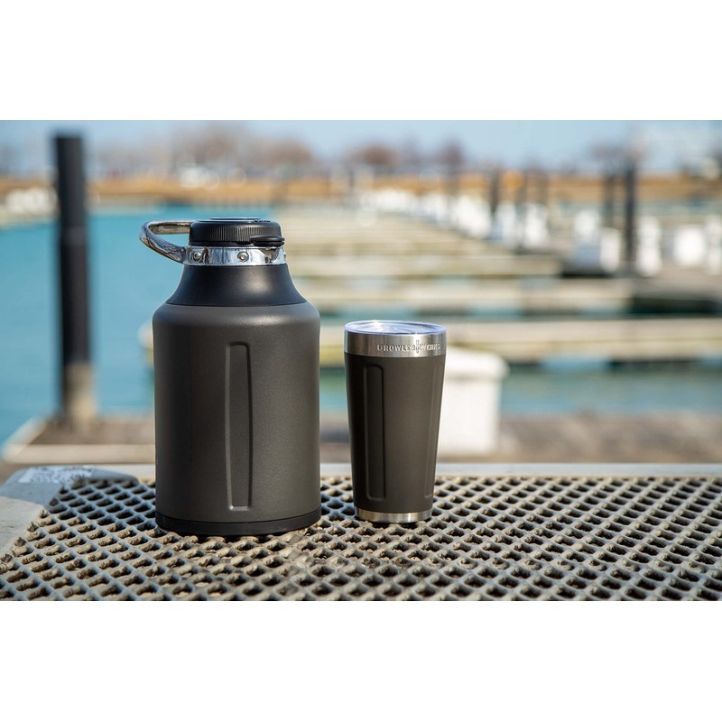 GrowlerWerks Element Stainless Steel Growler – Double-Wall Vacuum-Insulated for Cold