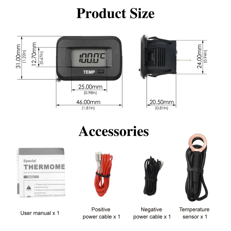 NInE-ROnG Digital Engine Temperature Gauge Temp Measuring Instrument High Temperature