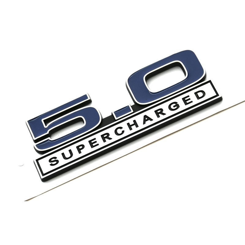 2pcs 5.0 Liter Supercharged Emblems Hood Engine 3D Badge Replacement