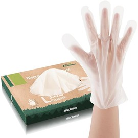 JENCENBIO Disposable Gloves Compostable for Food Pre with US BPI ASTM D6400 Europe OK Compost Home Certified 100 Couts White Large