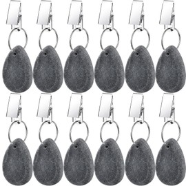 12 Pieces Tablecloth Weights Tablecloth Pendant Teardrop Shape Table Cover Weights Stone Table Weights Hangers with Metal Clip for Tablecloth Decoration Family Dinner Outdoor Picnic (Dark Gray)