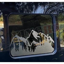 Xinghe for Ford F150 F250 F350, Rear Middle Window Mountain Snow Decals, Matte Black Decal for Truck Back Window, Waterproof Vinyl, Durable and Easy Remove Truck Decal