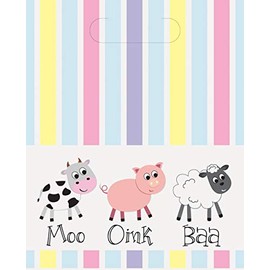 Cute Farm Animal Party Bags, Pack of 8