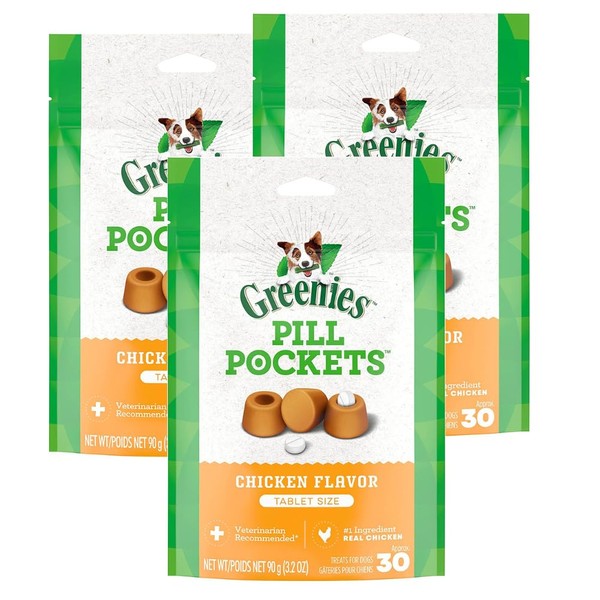 Greenies greenies Bundle Pack Pill Pocket Tablet for Dogs (3 Pack) Flavored Dog Treats (90 Tablets) Bundle (Variety Bundle)