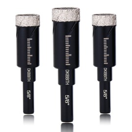3-Pack 5/8" Dry Diamond Drill Bits Set, 16mm Tile Drill bits for Ceramic Porcelain Marble Granite Tile Stone Glass Brick, Integrated Coolant for Fast Dry Drilling, Round Shank, with Storage Case