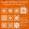 9-Pack Reusable Wall Floor Tile Stencils 8x8 Inches Spanish Stencils