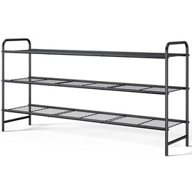 Kitsure Shoe Rack - Stainless Steel Shoe Organizer, Sturdy Shoe Rack for Closet and Front Door Entrance, Free Standing Shoe Shelf, Closet Organizers and Storage, 37.3" Wide - 3 Tier, Black
