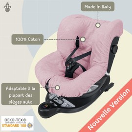 Babysanity® Universal Car Seat Covers Made of Foam 0/18 kg Cotton 100% Cotton Washable Made in Italy Pink