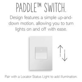 Legrand adorne 15A 1 or 3-Way Paddle Switch with Matching Wall Plate (White Finish), ASPD1532W4