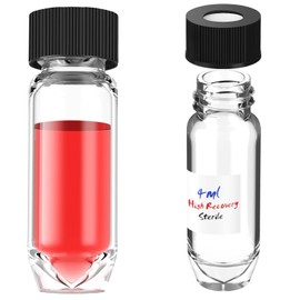 High Recovery Vial with 9-425 Screw Cap,Sterile Borosilicate Glass V Vial, Large Opening, 0.3mL/2mL/4mL,6pcs (Clear, 4mL)