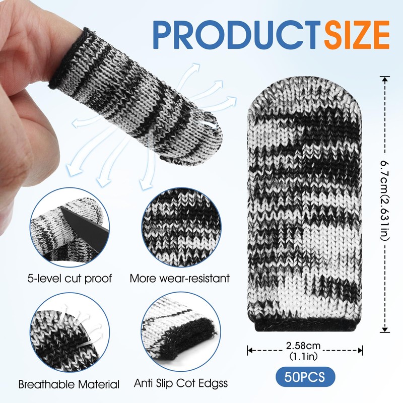 Dirvcp 20 Pcs High Protection Finger Sleeves - Non-Slip Breathable