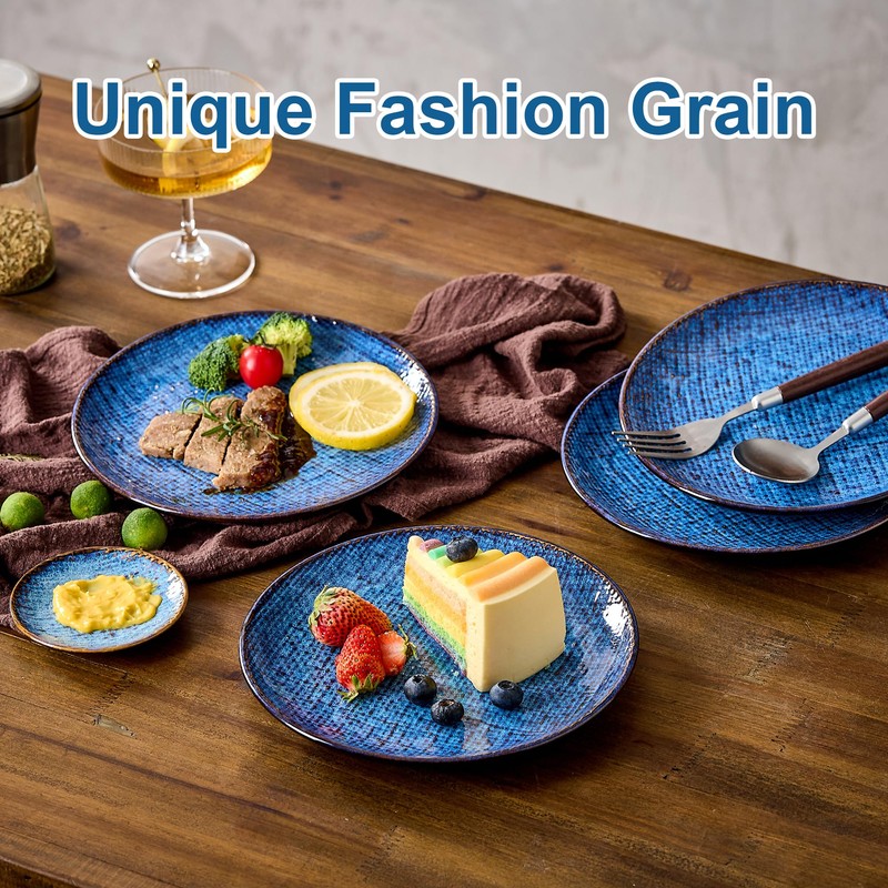 TAUFIKT Ceramic Dinner Plates Set of 4, 8 Inch Porcelain