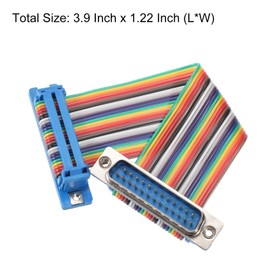 MECCANIXITY IDC Rainbow Wire Flat Ribbon Cable DB25 Male to DB25 Female 3.9 Inch Length 2.54mm Pitch Breadboard Jumper Wires for Electronic Projects