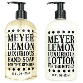 Greenwich Bay Kitchen Collection MEYER LEMON Scented Liquid Hand Soap & Lotion Combo with Shea Butter - 16 fl oz Pump Bottles