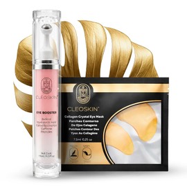 CLEOSKIN Kit Contorno de Ojos Dual con Crema Eye Booster de Retinol y Cafeína y 30 Pares de Parches de Hidrogel de Colágeno y Oro de 24k