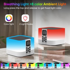 AUYLE Night Light Bluetooth Speaker, Baby Nursery Night Lamp for Breastfeeding, Alarm Clocks for Kids, 30 Sounds Machine & Sleep Timer, Touch Bedside Lamp, 8 Color Changing, Gifts for Teens Boys