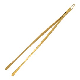 Snailhouse Kitchen Tweezer Tongs, 12 Inches Stainless Steel Heavy Duty Long Fine Chef Metal Skinny Cooking Tweezers for Serving Food, Gold