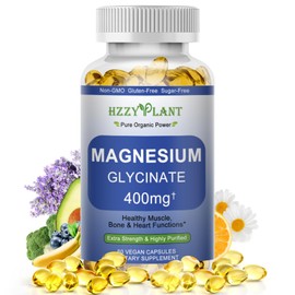 Cápsulas blandas de glicinato de magnesio, suplemento de glicinato de magnesio de alta absorción de 400 mg para el apoyo de músculos, corazón, sueño  
