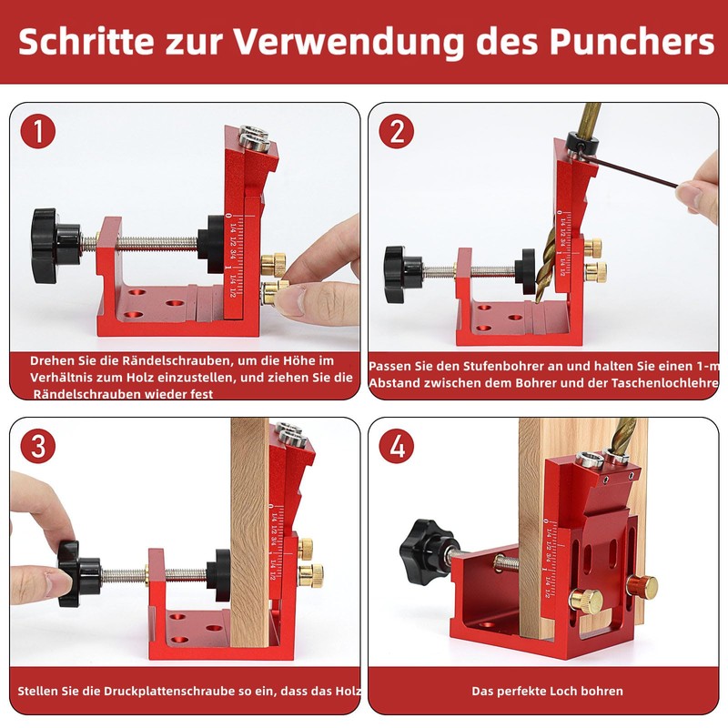 Adjustable Wooden Dowel Pocket Hole Drilling Template, Angle Drilling Aid,