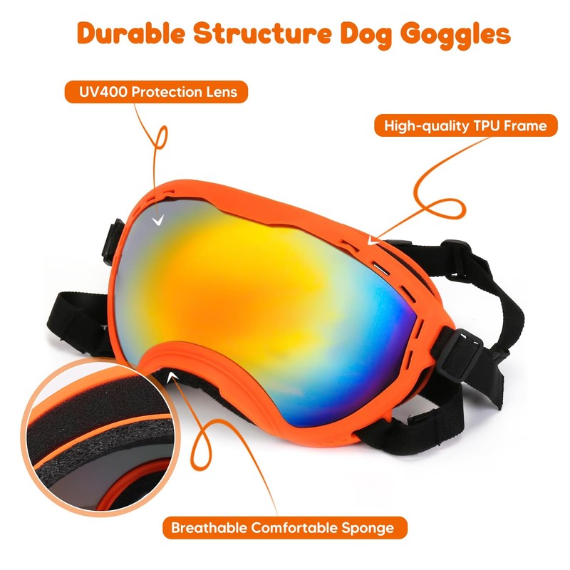 Dog Goggles,UV Protection Dog Sunglasses for Medium-Large Breed,Dogs Eye Protection