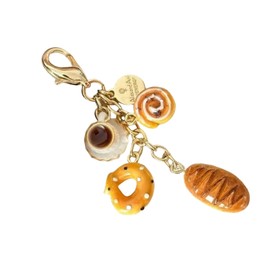 Zeizafa Coffee Cup and Bread Coin Purse Charm Fashionable Keychain Accessory Portable Bag Pendant for Women Girls Daily Use