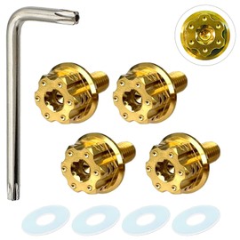 RENPA Titanium Alloy License Plate Bolt Wild Design Vehicle Inspection Compatible (Gold Bolt Length 0.6 inch (15 mm)