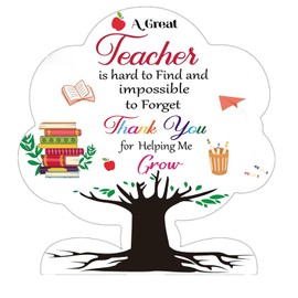 Thank You Teacher Gifts, 12x12 cm Thank You Plaque, Teachers Acrylic Plaque, Heartfelt Teachers Appreciation Gifts, Acrylic Tree for Graduation & Retirement Present