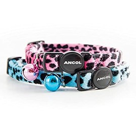 Ancol Acticat Velvet Leopard Print Cat Collar, Turquoise