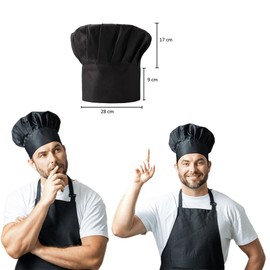 2 PCS Chef Hat for Man & Women, Adjustable Adult Kitchen Chef Cap, Breathable Chef Cap Cafe Restaurant Hats, Unisex Chef Hat for Adult Pastry Chef Bar Home Hotel, Black, 30-40