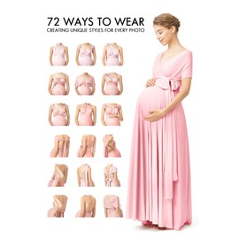 72styles Maternity Dress for Baby Shower, Plus Size Infinity Bridesmaid Dress, Long Wrap Wedding Guest Maternity Photoshoot Dress Turquoise