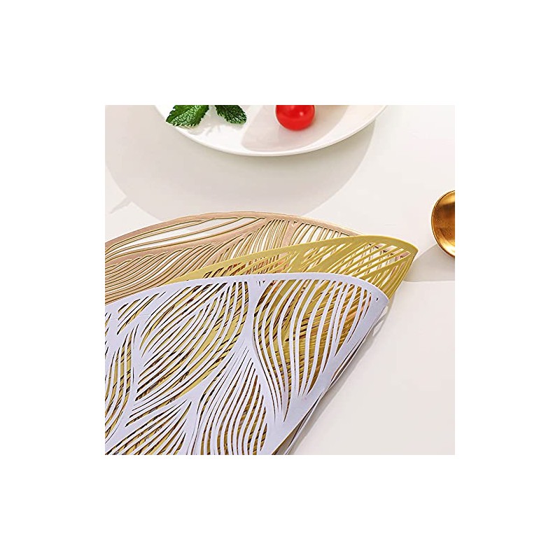 Hosoncovy 4 Pack Waves Decorative Placemats PVC Placemats Hollow Table