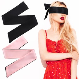 2 Pcs Satin Eye Mask, Soft Blindfold for Women Men Adults Couples Satin Sleep Eyes Cover for Travel Nap Adjustable Sleeping Eye Mask ravel Blind Folds for Adult Play Women Men Meditation