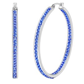 Large Rose Gold Stainless Steel Hoop Earrings for Women, Big Hypoallergenic Hoops Earring ARSKRO Huge Cubic Zirconia Rhinestone Crystal Basketball 50mm 2 inch Ear Ring Jewelry Gifts for Women Mens