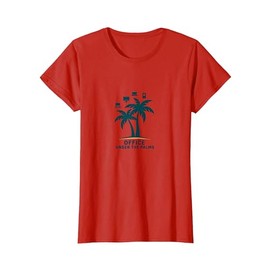 Office Under The Palms: Tropical Remote Work Logo T-Shirt, Women, Red