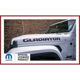 Decal Mods Gladiator Hood Graphic Vinyl Decal fits Jeep Wrangler/Gladiator JL/JT (2019-2024) Black w/red Outline FBRO (Set of 2) | FJ3G0