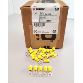 BURNDY Lot Of 25 NEW Burndy BA10EF8 VINYLUG Wire Connectors - Fork 12-10 ~ 6-8 Stud