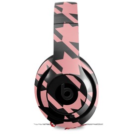 Skin Decal Wrap Works with Beats Studio 2 and 3 Wired and Wireless Headphones Houndstooth Pink on Black Skin Only Headphones NOT Included