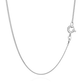 NKlaus Curb Chain Round 925 Silver Very Thin Ladies Girls 1.3 mm Wide Necklace, Sterling Silver