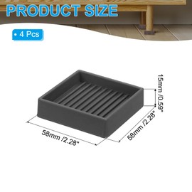 PATIKIL 2"x2" Square Rubber Furniture Pads, 4 Pack Non Slip Caster Cups Anti Skid Floor Protectors for Furniture Feet Bed Couch Chair Table Stopper, Black