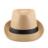 FALETO Unisex Summer Panama Straw Fedora Hat Short Brim Beach