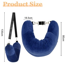 Stuffable Neck Pillow for Travel, 80 * 18.5cm Stuffable Travel Pillow with Adjustable Straps, Travel Pillow Stuffable with Clothes, Neck Pillow Stuffable for Extra Luggage Travel Essentials(Blue)