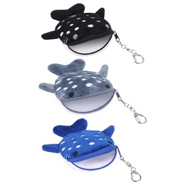 3 PCS Whale Shark Coin Purse, Kawaii Whale Wallet Zipper Shark Wallet, Small Embroidered Fish Marine Animal Coin Purse for Women for Keychain, Holds Coins, Lipstick, Keys