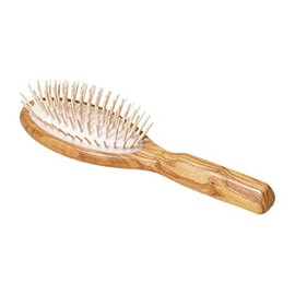 Redecker Maple Pin Oval Wooden Hairbrush with Waxed Olive Wood Handle, 8-1/2-Inches