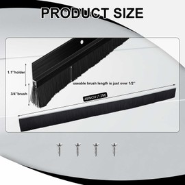 Frienda 2 Set Door Brush Bottom Sweep Brush Weather Stripping Aluminum Door Seal with Screws for Gaps up to 1 Inch, for Home, Commercial Gate, Fill Gaps Dust, Debris (1 x 36 Inch,Black)