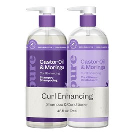 Renpure Castor Oil & Moringa Shampoo and Conditioner Set, Plant-Based*, Curl Enhancing, Moisturized, Manageable & Frizz-Free Curls -Castor & Moringa Seed Oil - Wavy to Curly Hair-24 Fl Oz each, 2 Pack