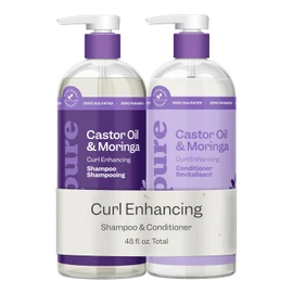 Renpure Castor Oil & Moringa Shampoo and Conditioner Set, Plant-Based*, Curl Enhancing, Moisturized, Manageable & Frizz-Free Curls -Castor & Moringa Seed Oil - Wavy to Curly Hair-24 Fl Oz each, 2 Pack