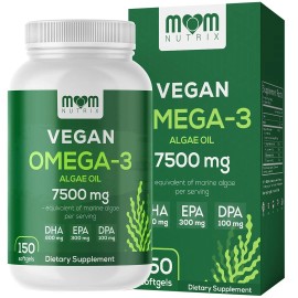 MOM NUTRIX Fish Oil Alternative - Vegan Omega 3 Supplement Algae Oil DHA EPA DPA - Plant...