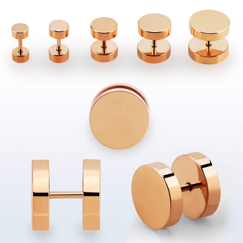 Fake Plugs Rose Gold Set of 2 Piercing Ear Stretcher