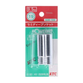 KYOTO TOOL (KTC) B3M-19W-S Semi-Deep Socket, 3/8 inch (9.5 mm)